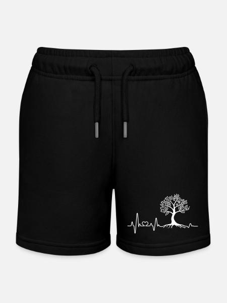Baum Wurzel Wald Natur Naturliebhaber Herzschlag - Kinder Organic Joggingshorts Mini Bolter von Stanley/Stella - Schwarz