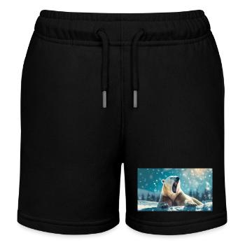 Niedliche Tiere chillen – Eisbär - Kinder Organic Joggingshorts Mini Bolter von Stanley/Stella - Schwarz - Vorne