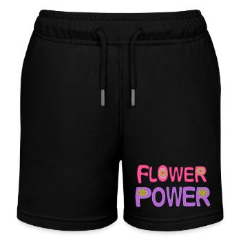 Flower power - Kids Organic Sweat Shorts by Stanley/Stella - black - Front
