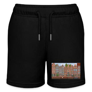 Centre-ville d’Amsterdam - Pixel Art - Short de jogging enfant bio Stanley/Stella - noir - Devant