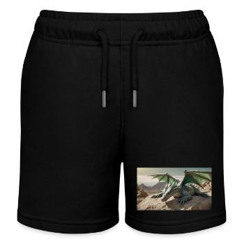 Ein realistischer majestätischer grüner Drache legt - Kinder Organic Joggingshorts Mini Bolter von Stanley/Stella - Schwarz - Vorne