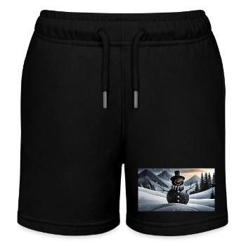 Lustiger Hooey, ein Schneemann ist schwarz - Kinder Organic Joggingshorts Mini Bolter von Stanley/Stella - Schwarz - Vorne