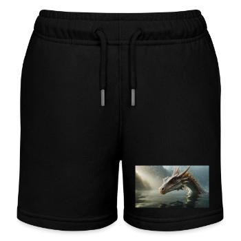 A realistic bad dark dragon in a foggy river - Kids Organic Sweat Shorts by Stanley/Stella - black - Front
