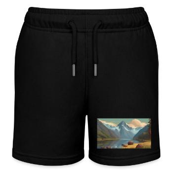 Fiordland National Park, New Zealand - Kids Organic Sweat Shorts by Stanley/Stella - black - Front