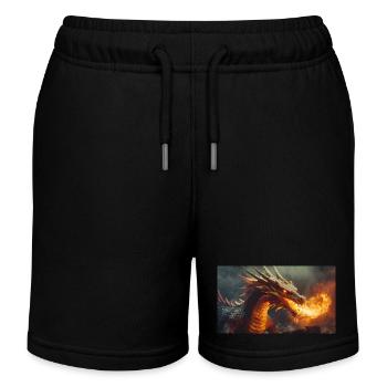 Ein realistischer, majestätischer dunkler Drache, der Flammen speit - Kinder Organic Joggingshorts Mini Bolter von Stanley/Stella - Schwarz - Vorne