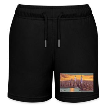 New York City - Pixel Art - Kids Organic Sweat Shorts by Stanley/Stella - black - Front