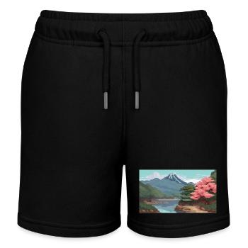 Miho No, Matsubara, Japan - Pixel Art - Kinder Organic Joggingshorts Mini Bolter von Stanley/Stella - Schwarz - Vorne