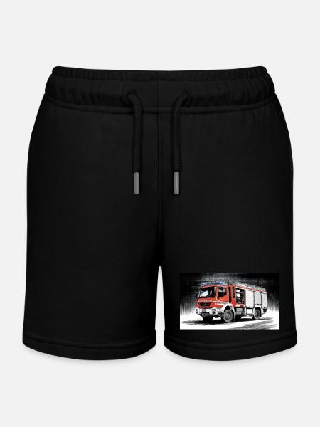 Camion de pompiers - Short de jogging enfant bio Stanley/Stella - noir