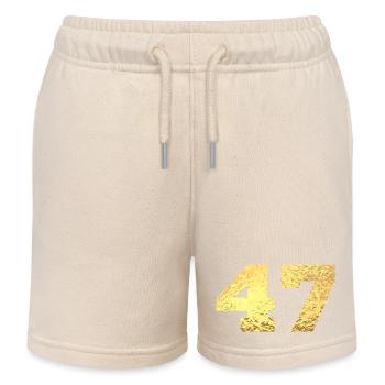 Number 47 Gold Glitter - 47th Anniversary - Kids Organic Sweat Shorts by Stanley/Stella - soft Ecru - Front