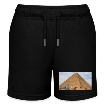 Cat and Pyramid - Kids Organic Sweat Shorts by Stanley/Stella - black - Front
