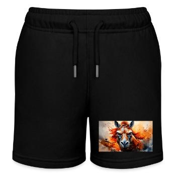 Animaux mignons - cheval - Short de jogging enfant bio Stanley/Stella - noir - Devant