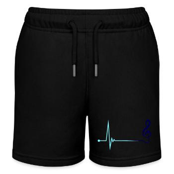 Music clef pulse frequency note heartbeat - Kids Organic Sweat Shorts by Stanley/Stella - black - Front