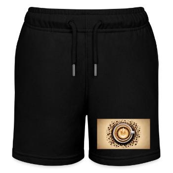 A Coffee Bean Latte from The Coffee Bean - Kids Organic Sweat Shorts by Stanley/Stella - black - Front