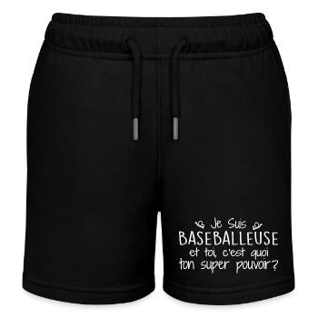 Ich bin ein Baseballspieler. Was ist deine Superkraft? - Kinder Organic Joggingshorts Mini Bolter von Stanley/Stella - Schwarz - Vorne