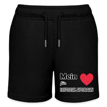 My heart for German Autobahn - Kids Organic Sweat Shorts by Stanley/Stella - black - Front