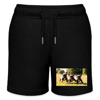 French Bulldog Welpen verspielt mit schönen Augen - Kinder Organic Joggingshorts Mini Bolter von Stanley/Stella - Schwarz - Vorne