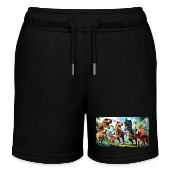 Dinoland - das coole Design für Dinoliebhaber - Kinder Organic Joggingshorts Mini Bolter von Stanley/Stella - Schwarz - Vorne