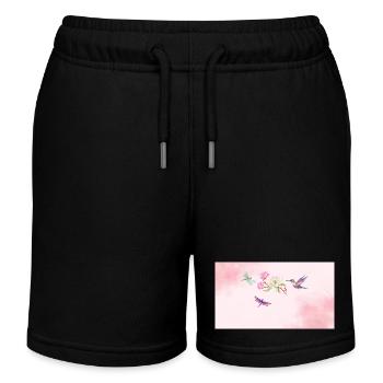Schöner Vogel mit Fliegen und Blume - Kinder Organic Joggingshorts Mini Bolter von Stanley/Stella - Schwarz - Vorne