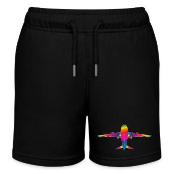 Avion aux couleurs de l’arc-en-ciel - Short de jogging enfant bio Stanley/Stella - noir - Devant