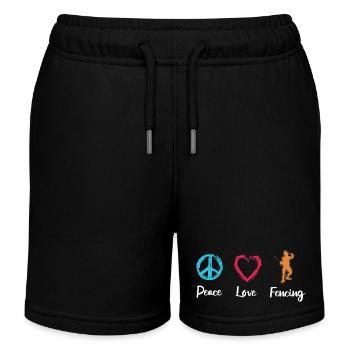 Peace Love Fencing - Kids Organic Sweat Shorts by Stanley/Stella - black - Front