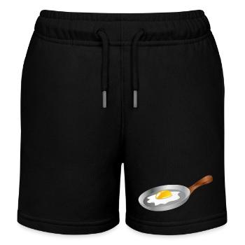 Spiegelei in Pfanne – Frühstück mit Retro-Charme - Kinder Organic Joggingshorts Mini Bolter von Stanley/Stella - Schwarz - Vorne