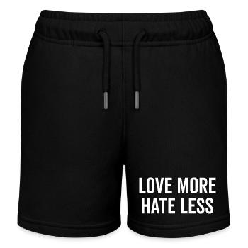 Love More Hate Less - Kids Organic Sweat Shorts by Stanley/Stella - black - Front