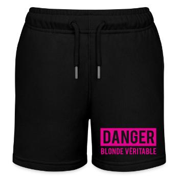 T shirt woman humor danger blonde real - Kids Organic Sweat Shorts by Stanley/Stella - black - Front