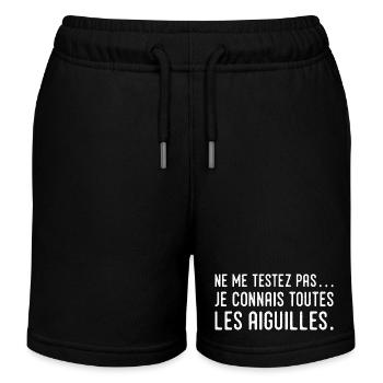 Ne me testez pas… je connais toutes les aiguilles - Short de jogging enfant bio Stanley/Stella - noir - Devant