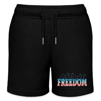 Freedom Freiheit Schrift Bunt Vögel Vintage Retro - Kinder Organic Joggingshorts Mini Bolter von Stanley/Stella - Schwarz - Vorne