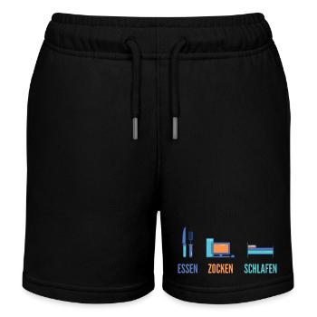 Essen Zocken Schlafen Gamer Spruch - Kinder Organic Joggingshorts Mini Bolter von Stanley/Stella - Schwarz - Vorne