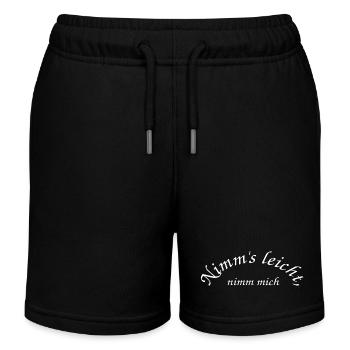 Nimm's Leicht Schriftzug - Kinder Organic Joggingshorts Mini Bolter von Stanley/Stella - Schwarz - Vorne