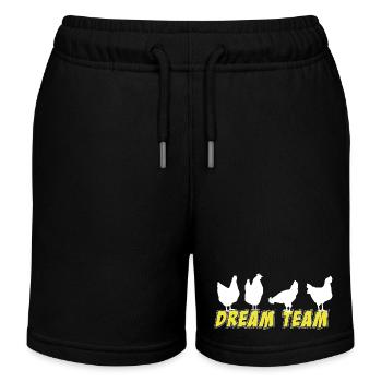 Hühner Fans -  Hahn - Gockel - Küken - Ei - Bio - Kinder Organic Joggingshorts Mini Bolter von Stanley/Stella - Schwarz - Vorne