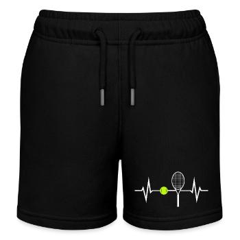 Tennis Liebe EKG Herzschlag Herzfrequenz Puls - Kinder Organic Joggingshorts Mini Bolter von Stanley/Stella - Schwarz - Vorne