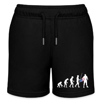 Amerikaner Superheld Evolution USA Amerika Flagge - Kinder Organic Joggingshorts Mini Bolter von Stanley/Stella - Schwarz - Vorne