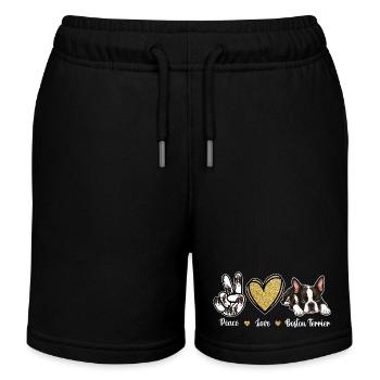 Peace Love Boston Terrier Maman Rétro de Chien - Short de jogging enfant bio Stanley/Stella - noir - Devant