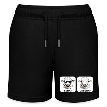 Schaf Unschaf - Wortspiel mit unscharf und Schaf - Kinder Organic Joggingshorts Mini Bolter von Stanley/Stella - Schwarz - Vorne
