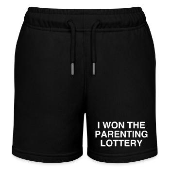 I Won the Parenting Lottery - Kids Organic Sweat Shorts by Stanley/Stella - black - Front