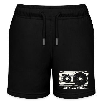 Cassette Tape Vintage Graphic - Kids Organic Sweat Shorts by Stanley/Stella - black - Front