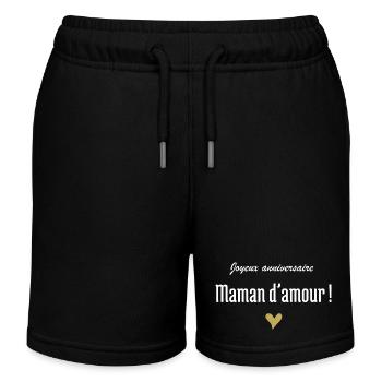 Happy Birthday Love Mom - Kids Organic Sweat Shorts by Stanley/Stella - black - Front