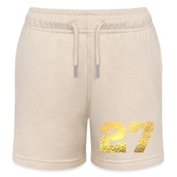 Numéro 27 paillettes doré - 27e anniversaire - Short de jogging enfant bio Stanley/Stella - écru doux - Devant