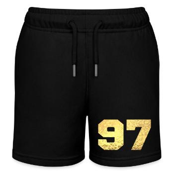 Nummer 97 Gold Glitter - 97. Jahrestag - Kinder Organic Joggingshorts Mini Bolter von Stanley/Stella - Schwarz - Vorne