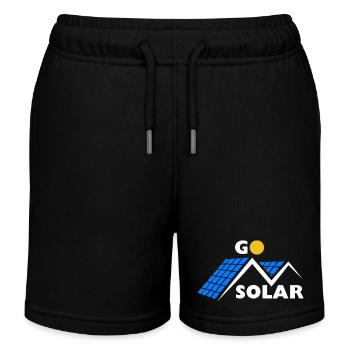 Go Solar - Photovoltaics - Solar Energy - Roof - Kids Organic Sweat Shorts by Stanley/Stella - black - Front