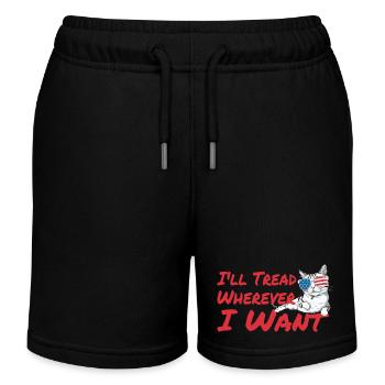 Ich trete hin, wohin ich will Retro Vintage Katzenliebhaber - Kinder Organic Joggingshorts Mini Bolter von Stanley/Stella - Schwarz - Vorne