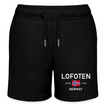 Lofoten - Norway - Coordinates - Flag - Kids Organic Sweat Shorts by Stanley/Stella - black - Front