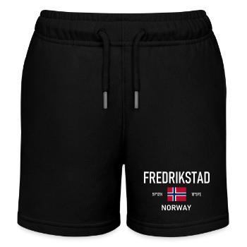 Fredrikstad - Norway - Coordinates - Flag - Kids Organic Sweat Shorts by Stanley/Stella - black - Front