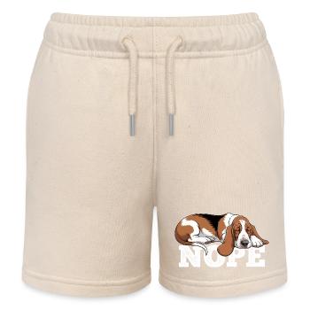 Basset Hound Nope - Kids Organic Sweat Shorts by Stanley/Stella - soft Ecru - Front