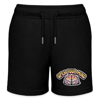 OPEN YOUR MIND - Kids Organic Sweat Shorts by Stanley/Stella - black - Front