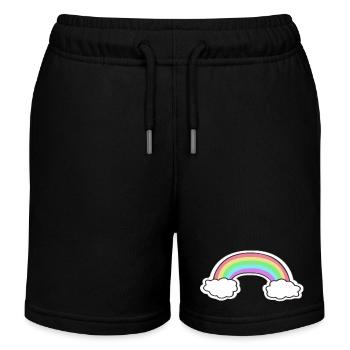 Pastellregenbogen mit Wolken Motiv - Kinder Organic Joggingshorts Mini Bolter von Stanley/Stella - Schwarz - Vorne