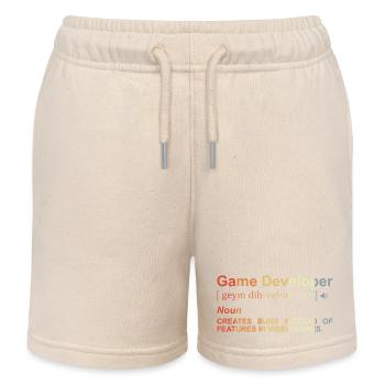 Game Developer Definition - Kids Organic Sweat Shorts by Stanley/Stella - soft Ecru - Front