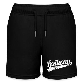Love of railways - Kids Organic Sweat Shorts by Stanley/Stella - black - Front
